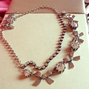Betsey Johnson Silver Bow Necklace