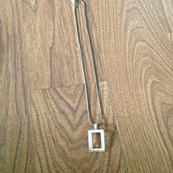 Silver, square pendant necklace