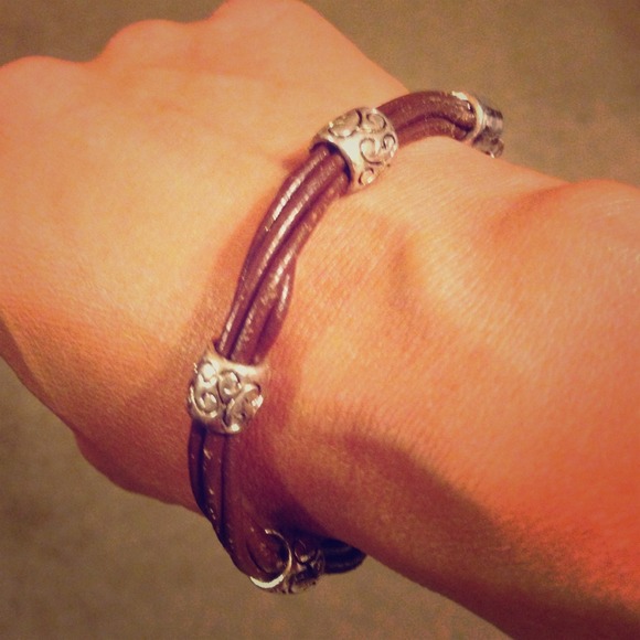 Leather and bead bracelet.
