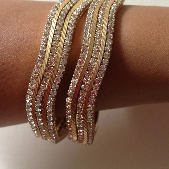 Gorgeous bangles! Gold tone and Swarovski crystals