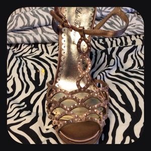 Rhinestone Cutout Stiletto  Sandals - Never Worn