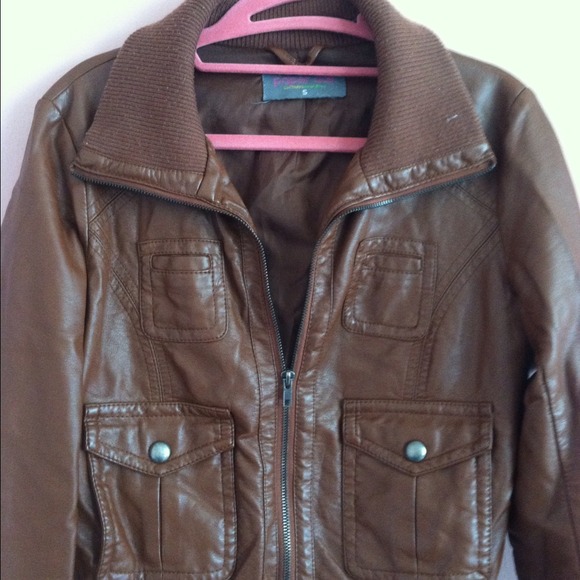 Brown Faux Leather Jacket - Picture 2 of 4