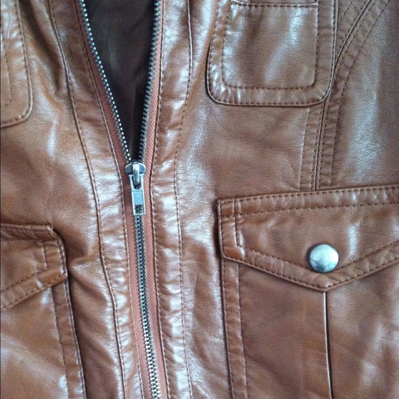 Brown Faux Leather Jacket - Picture 3 of 4