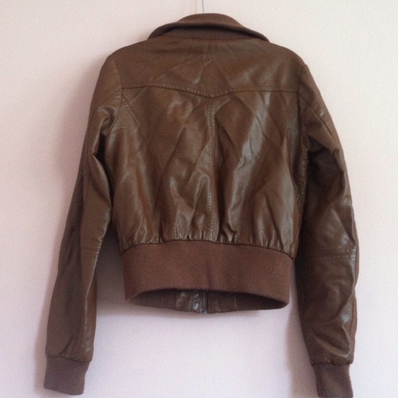 Brown Faux Leather Jacket - Picture 4 of 4