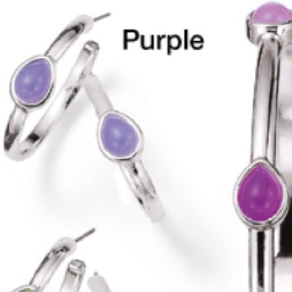 Hoop pierced earrings purple