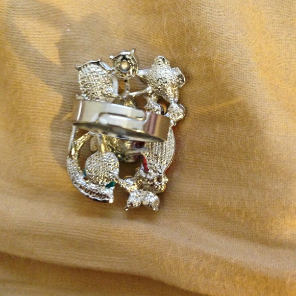 Adjustable Colorful Rhinestone Flower Ring - Picture 3 of 3