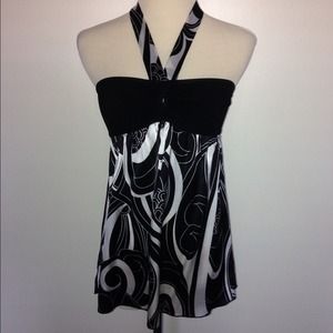 bebe Black and White Halter Top