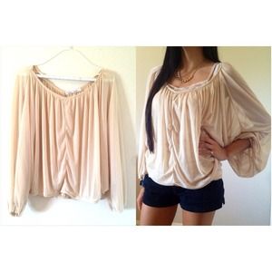 Ivory sheer bat wing blouse