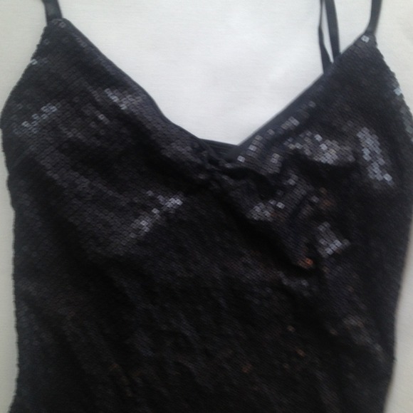 Matte Sequence Navy Slinky Top - Picture 2 of 4