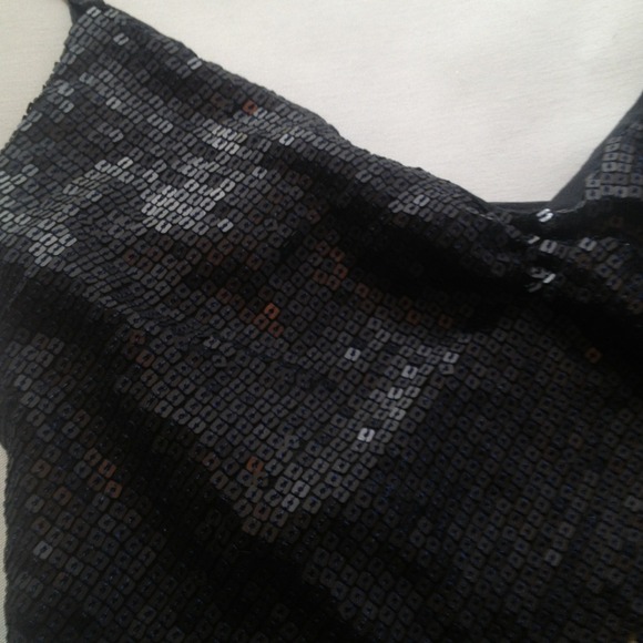 Matte Sequence Navy Slinky Top - Picture 4 of 4