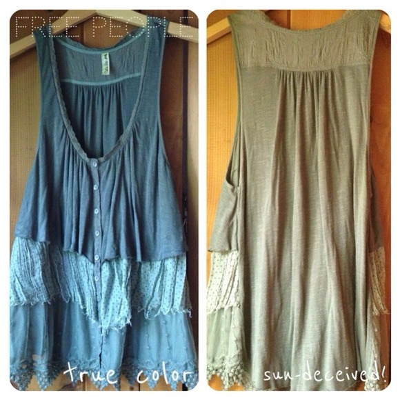 Free People Green Whimsical Vest/Tee