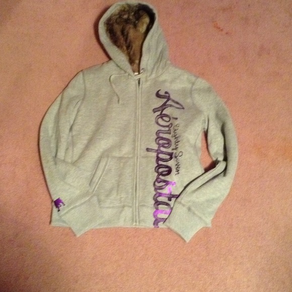 Gray fuzzy Aeropostale hoodie