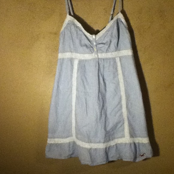 ⛔Sold⛔ blue and whit pinstripe hollister dress✨