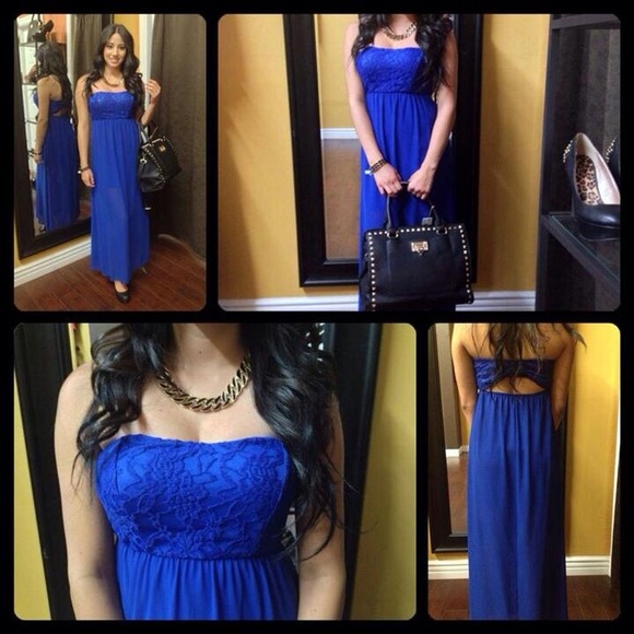 Blue maxi dress.