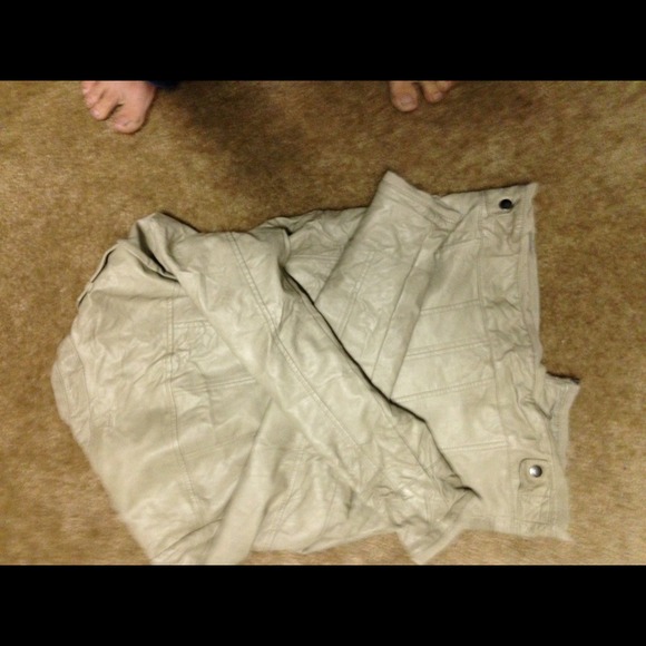 Beige, light weight faux leather jacket - Picture 2 of 4