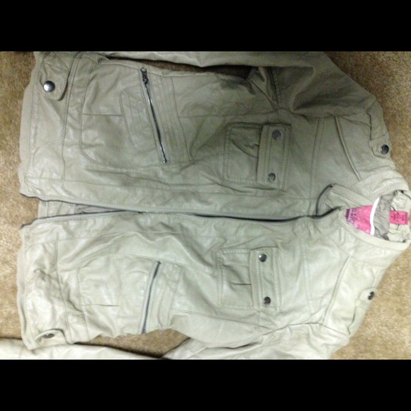 Beige, light weight faux leather jacket - Picture 3 of 4