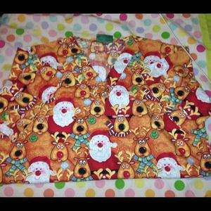 Uniform Advantage Reindeer & Santa Scrub Top