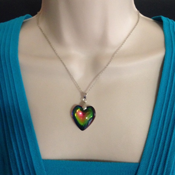 Glass heart necklace multicolored - Picture 2 of 4