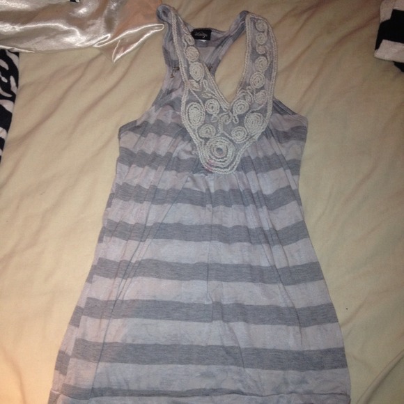 gray and white vanity striped tank top - Picture 1 of 1