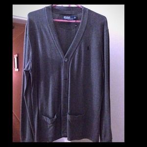 Men's Polo Grey V-neck Sweater