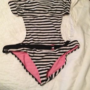 One piece belted swim suit