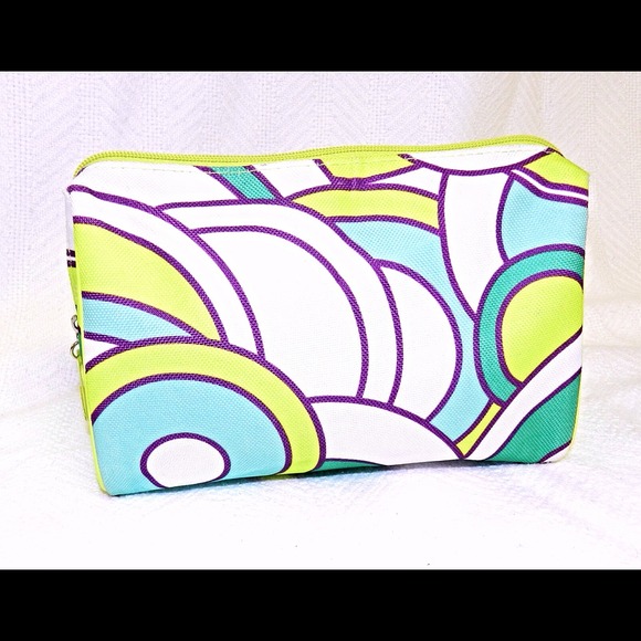 Green and Purple Clinque Cosmetic Bag