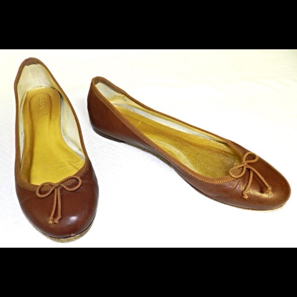 Brown Leather JCrew Ballet Flats