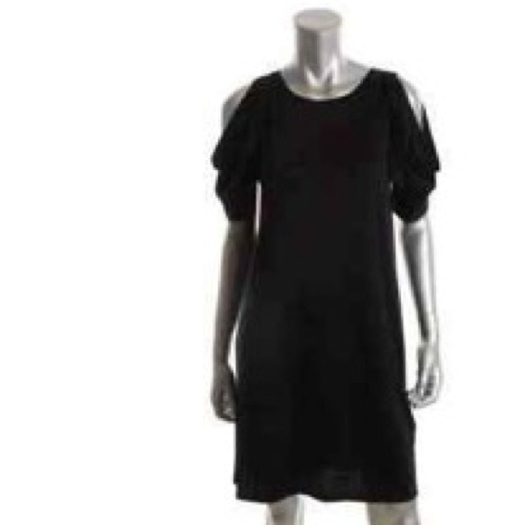 DKNY black knit A line casual dress XP