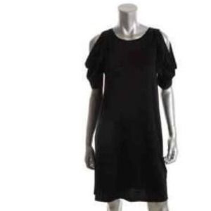 DKNY black knit A line casual dress XP