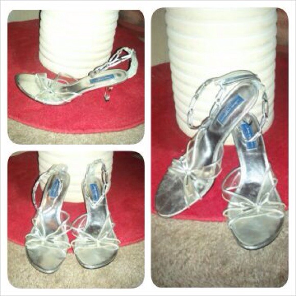 Silver shoes with zipper in back size 12!