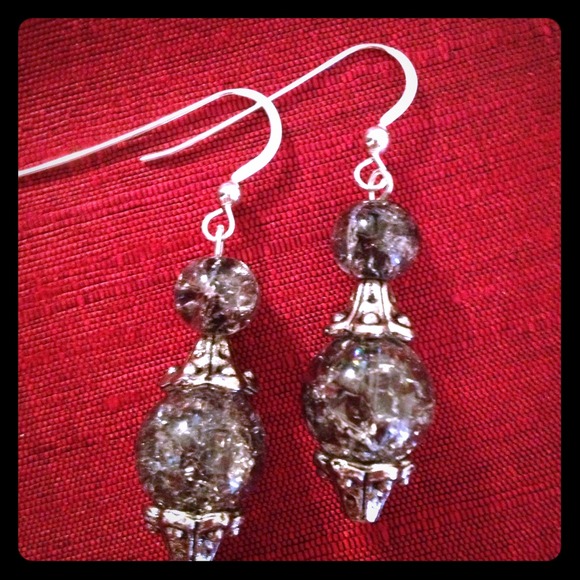 Sterling Cracked Glass Earrings