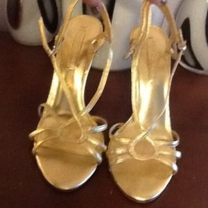 BCBG gold heels