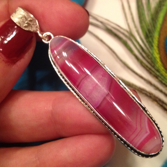 💖💖Pink Striped Agate Pendant 💗💗