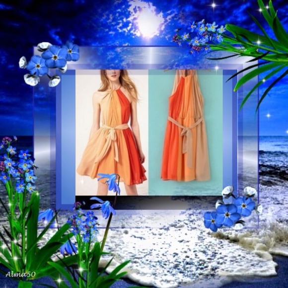 n/a Dresses & Skirts - NWT orange/taupe halter flowy dress firm price