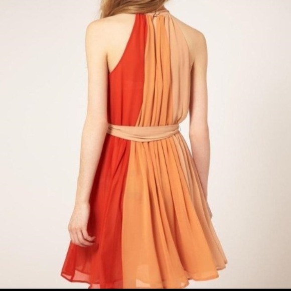 NWT orange/taupe halter flowy dress firm price - Picture 3 of 4