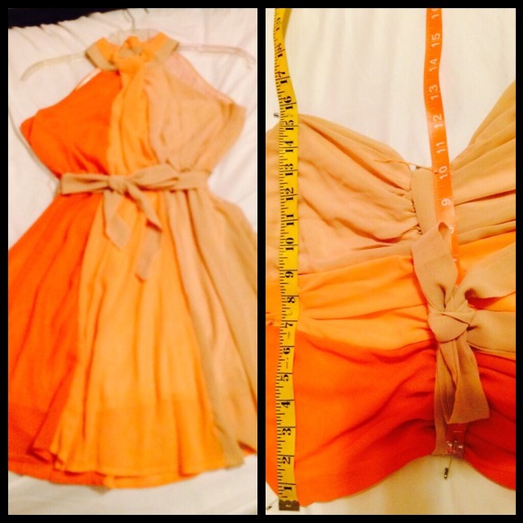 NWT orange/taupe halter flowy dress firm price - Picture 4 of 4