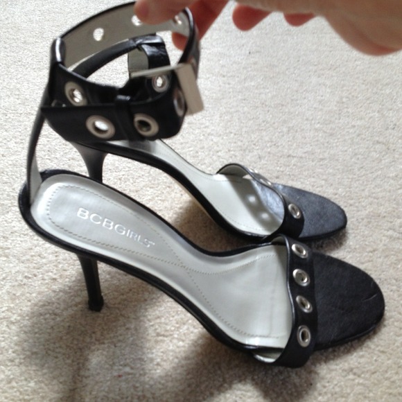BCBGirls ankle strap heels with grommet detail