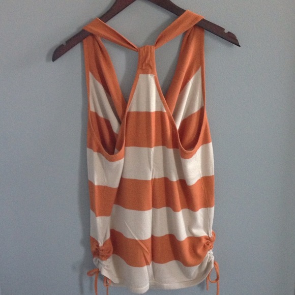 Orange stripe razor back knit top - Picture 2 of 2