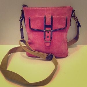 Coach Pink Suede Leather Across Body/Shoulder Bag