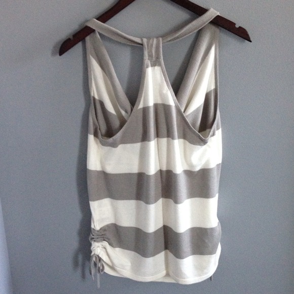 Grey stripe razor back knit top - Picture 2 of 2
