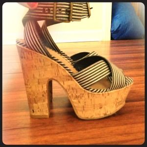 Blue and White Platform Sandals