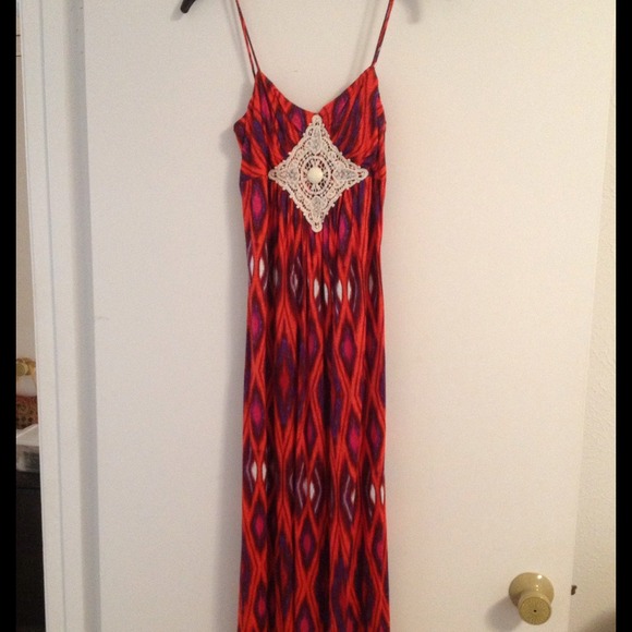 Reduced Red Print Maxi Dress