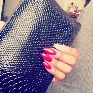 Black snake skin leather clutch !