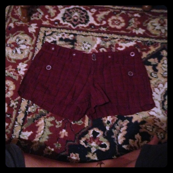 Maroon Plaid Shorts