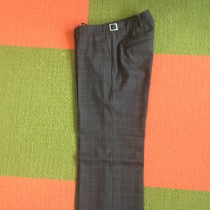 Gray wool window pane pants