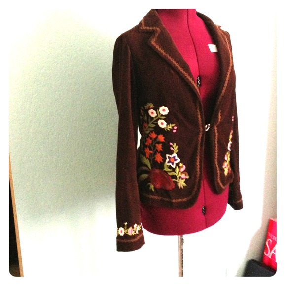 Torrid Brown Corduroy Jacket with Embroidery