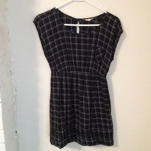 Black dress with aqua and white stripes