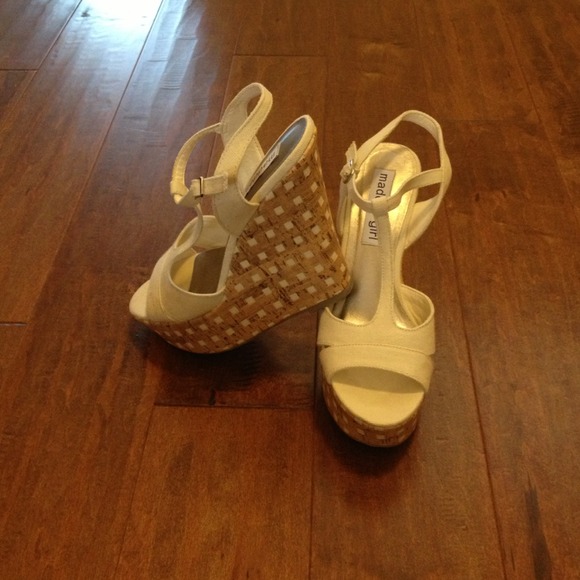 Madden Girl white and cork wedges!