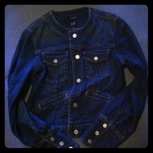 Collarless Denim Jacket