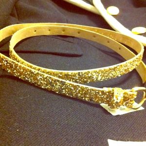 J. Crew, Gold Glitter Skinny Belt